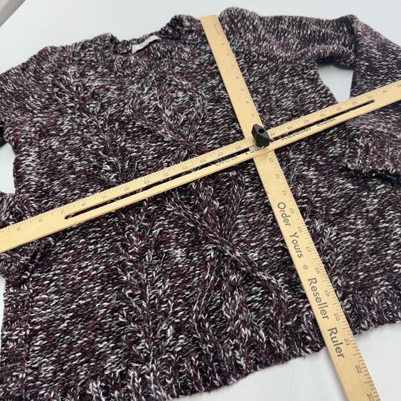 Madewell Sweater Womens Small Purple Marled Firelight Cable Knit Side Slit - Picture 10 of 10